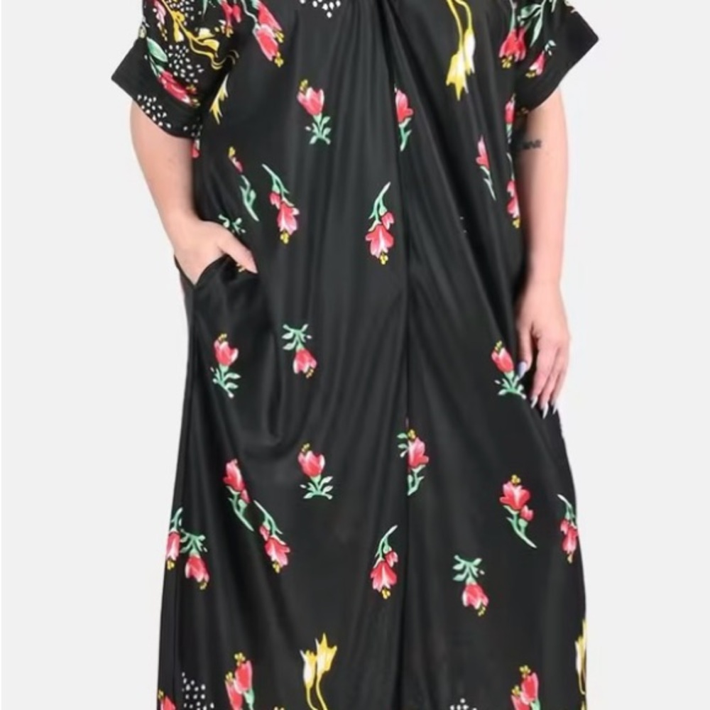 Anthony Richards Black Maxi Dress with Floral Design